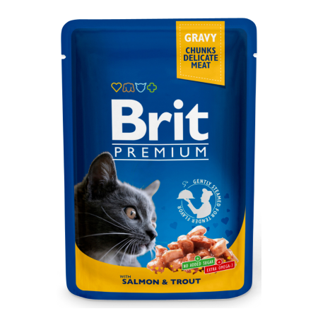 Brit Premium Cat Pouches with Salmon & Trout 100 g - 1