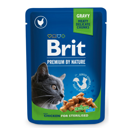 Brit Premium Cat Pouches Chicken Slices for Sterilised 100 g - 1
