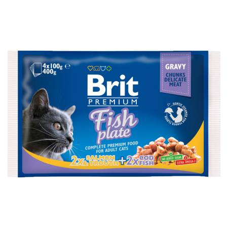 Brit Premium Cat Pouches Fish Plate  (4x100 g) 400 g - 1