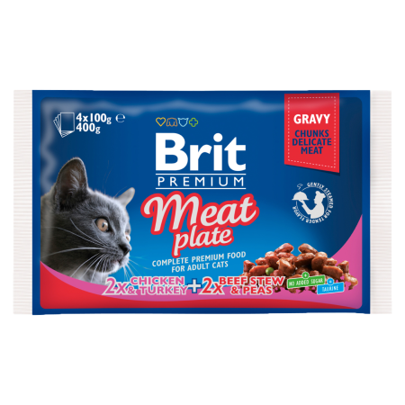 Brit Premium Cat Pouches Meat Plate  (4x100 g) 400 g