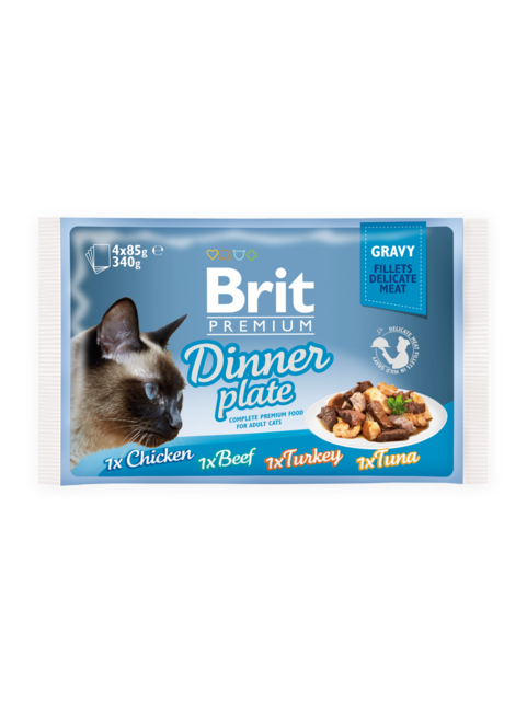 Brit Premium Cat Delicate Fillets in Gravy Dinner Plate (4x85 g) 340 g - 1