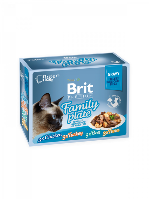 Brit Premium Cat Delicate Fillets in Gravy Family Plate  (12x85 g) 1,02 kg - 1