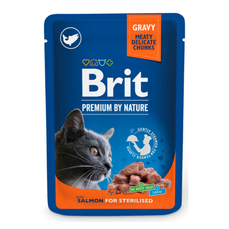 Brit Premium Cat Pouches Salmon for Sterilized 100 g - 1
