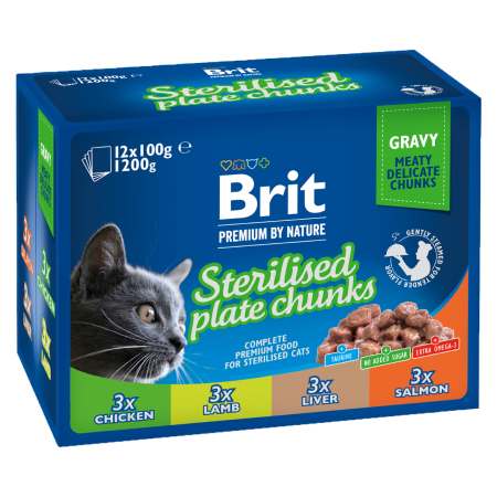 Brit Premium Cat Pouches Sterile Plate (12x100 g) 1,02 kg - 1