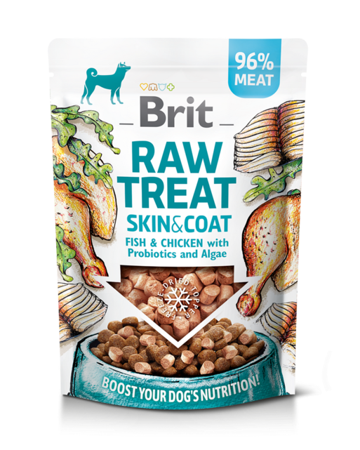 Brit RAW TREAT Skin & Coat. Freeze-dried treat and topper. Fish&Chicken 40 g - 1