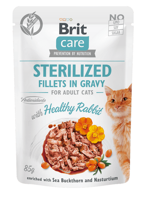 Brit Care Cat Sterilized. Fillets in Gravy with Healthy Rabbit 85 g - 1