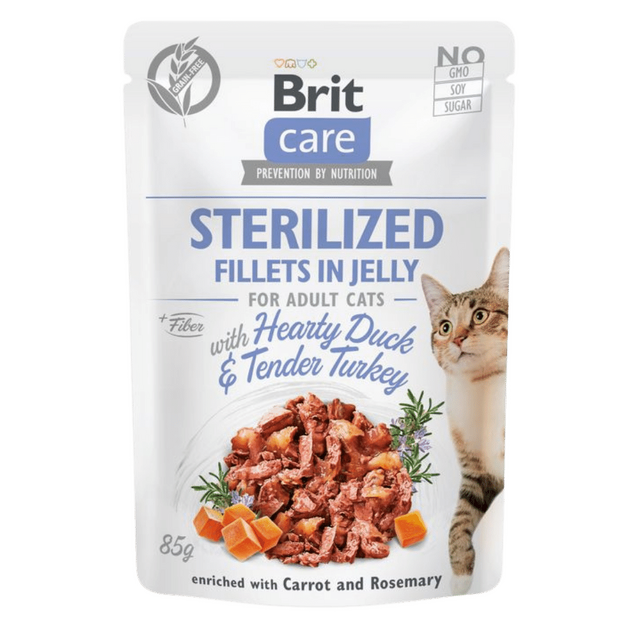 Brit Care Cat Sterilized. Fillets in Jelly w Hearty Duck&Tender Turkey 85 g - 1