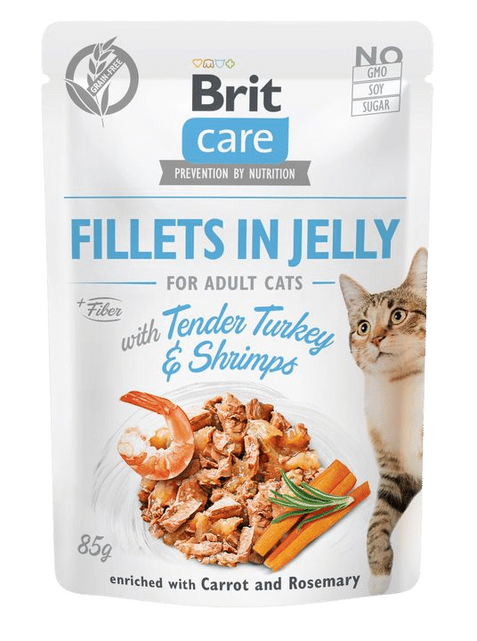 Brit Care Cat Fillets in Jelly with Tender Turkey & Shrimps 85 g - 1