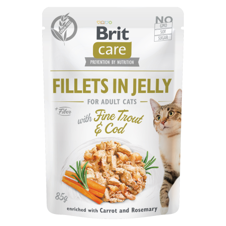 Brit Care Cat Fillets in Jelly with Fine Trout & Cod 85 g - 1