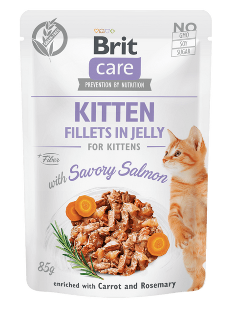 Brit Care Cat Kitten. Fillets in Jelly with Savory Salmon 85 g - 1
