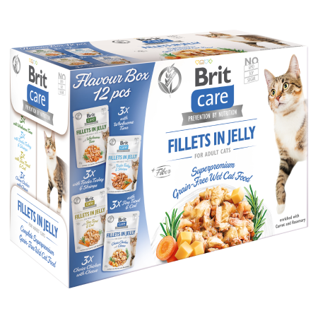 Brit Care Cat Flavour box Fillet in Jelly, 4*3 pcs. (12*85 g) 1,02 kg - 1