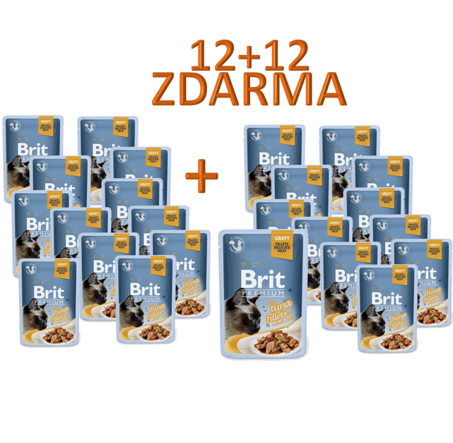 Brit Premium Cat Delicate Fillets in Gravy with Tuna 85 g 12 + 12 ZDARMA - 1