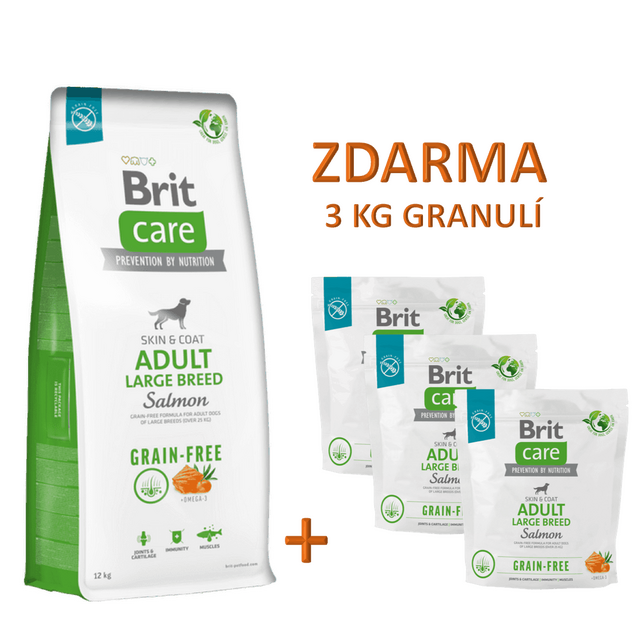 Brit Care Dog Grain-free Adult Large Breed  12 kg + ZDARMA 3x1 kg balení